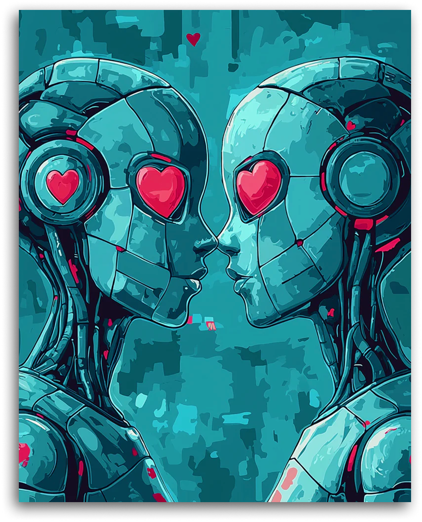Miłość Robotów – Malowanie Po Numerach | Obrazy do Malowania