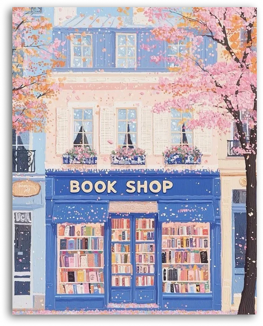 Book Shop Wiosną – Obraz Malowany Po Numerach Dla Dorosłych
